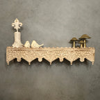 Leher Long Carved Wooden Shelf - Distressed White