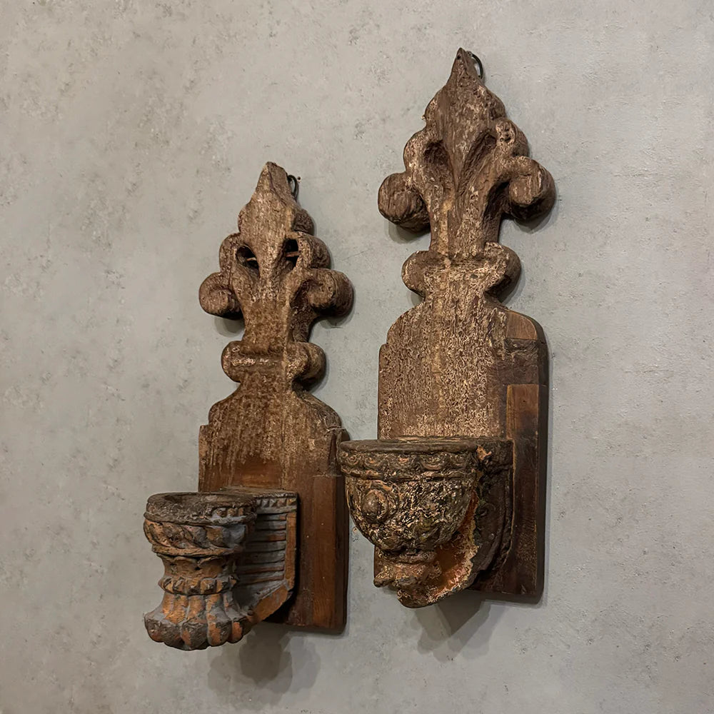 Antique Carved Wall Candle Holder (Single Piece)