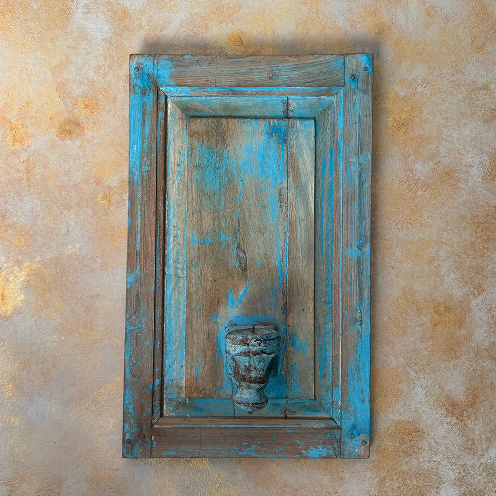 Wooden Window Wall Candle Holder