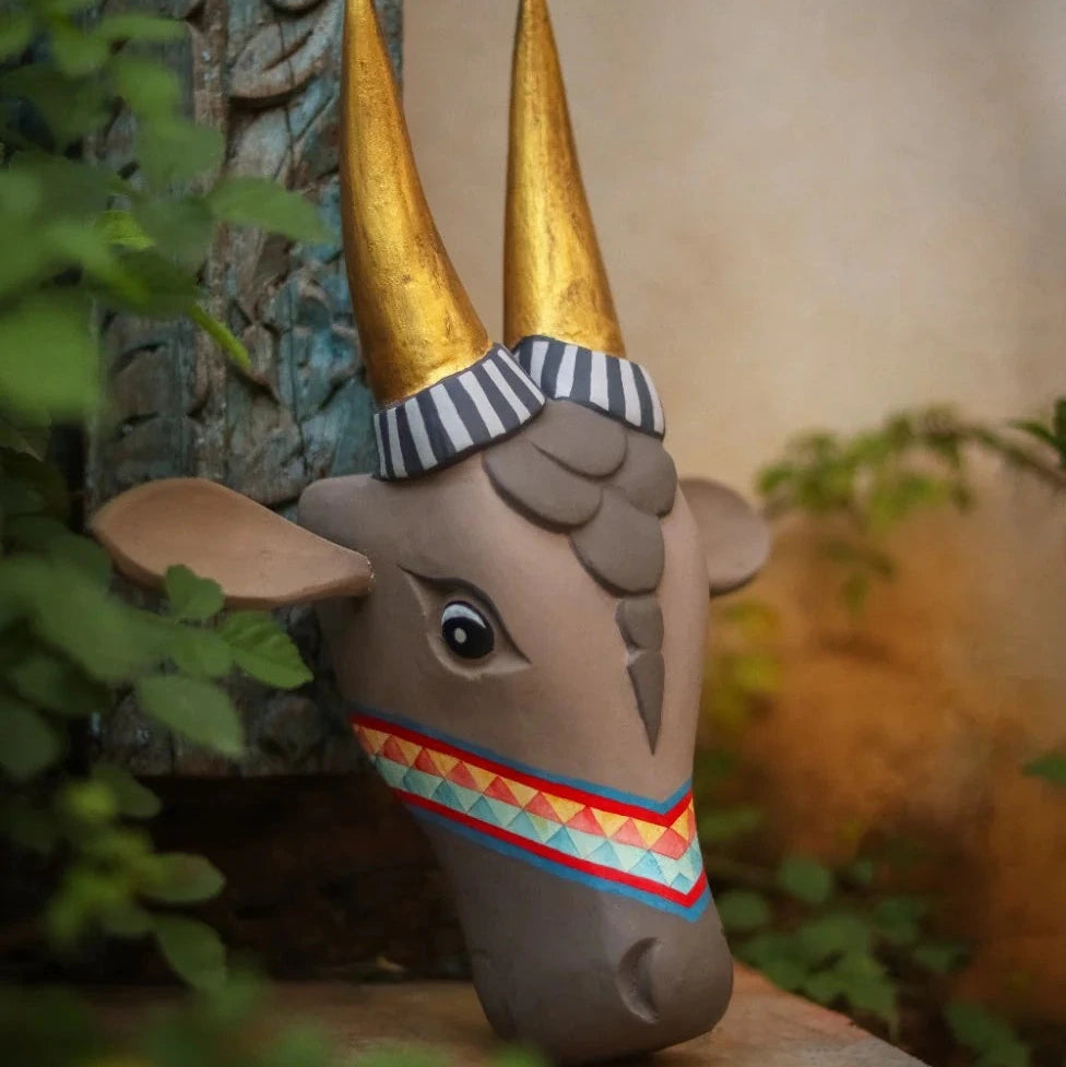 Wooden Cow Head Wall Decor - 12"