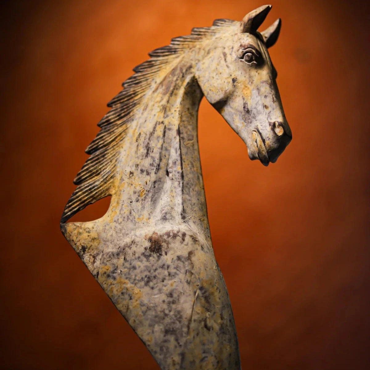 Wooden Horse Decor on Stand