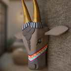 Wooden Cow Head Wall Decor - 12"