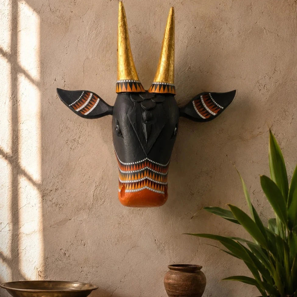 Wooden Cow Head Wall Decor - 15"