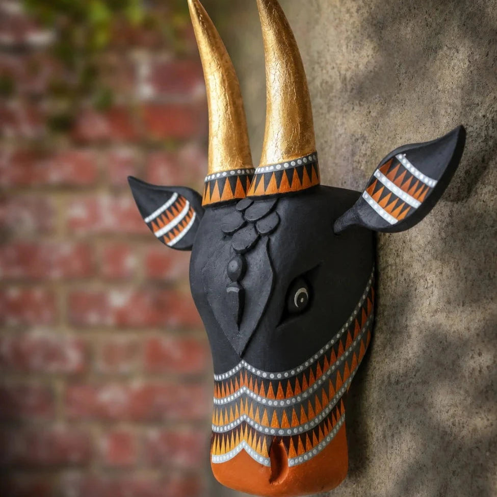 Wooden Cow Head Wall Decor - 15"