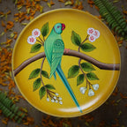 Pichwai Parrot Handpainted Wall Plate - 10"