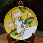 Pichwai Nandi Handpainted Wall Plate - 8"
