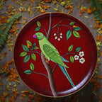 Pichwai Parrot Handpainted Wall Plate - 10"