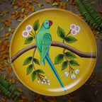 Pichwai Parrot Handpainted Wall Plate - 10"