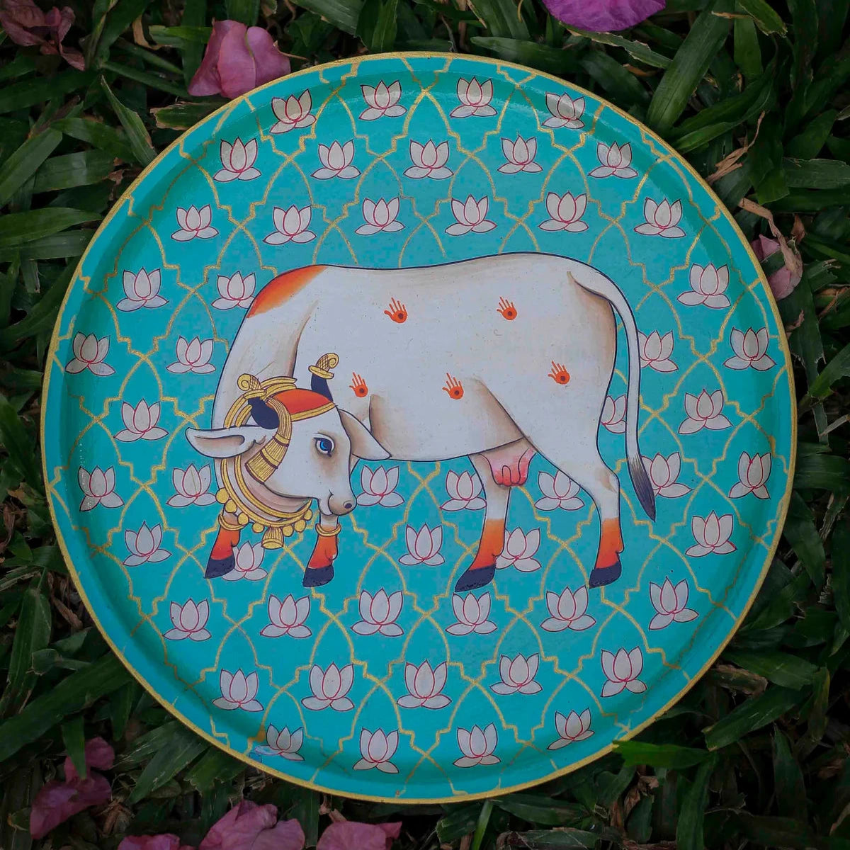 Pichwai Cow Handpainted Wall Plate - 10"