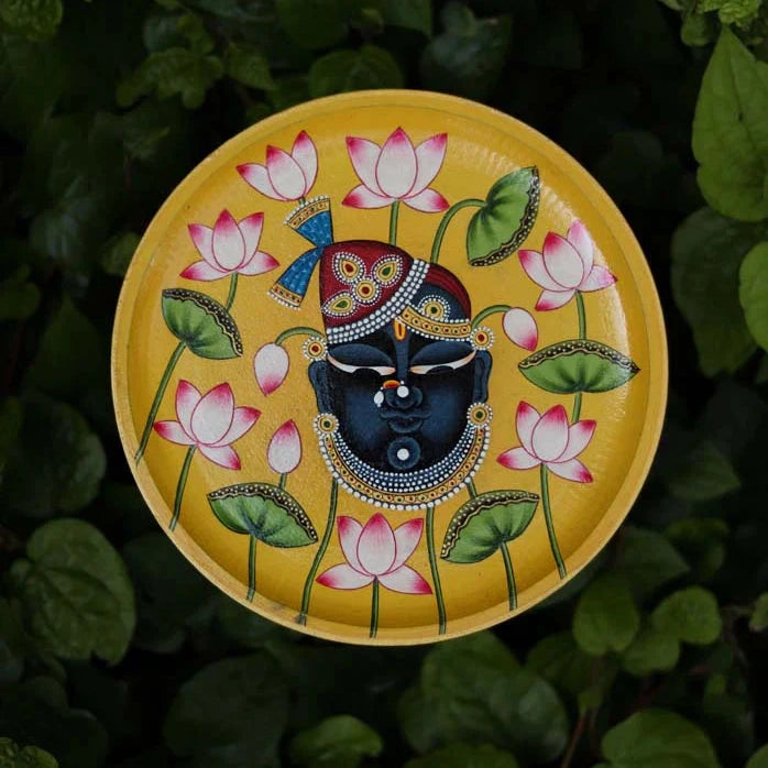 Pichwai Krishna Handpainted Wall Plate - 8"