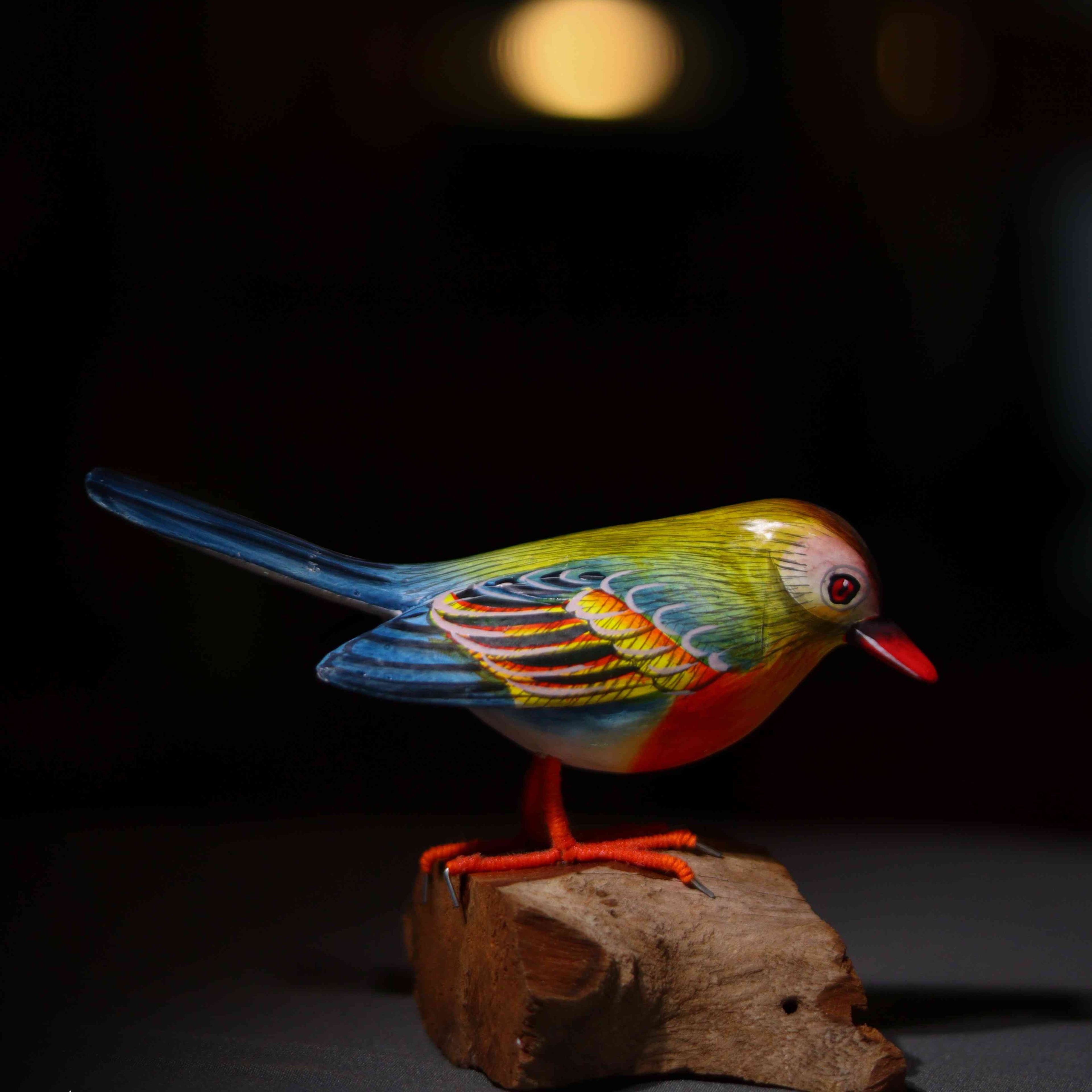 Wooden Bird Table Decor Sculpture