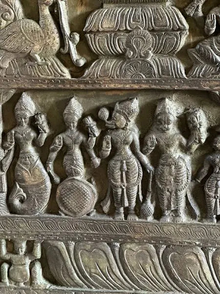 Vishnu-Lakshmi Panel with Shalabhanjika, Lord Krishna, Kubera