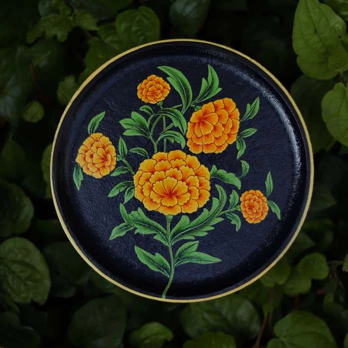 Pichwai Floral Handpainted Wall Plate - 8"
