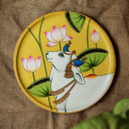 Pichwai Nandi Handpainted Wall Plate - 8"