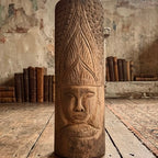 The Sovereign: Hand-Carved Wooden Totem Pillar