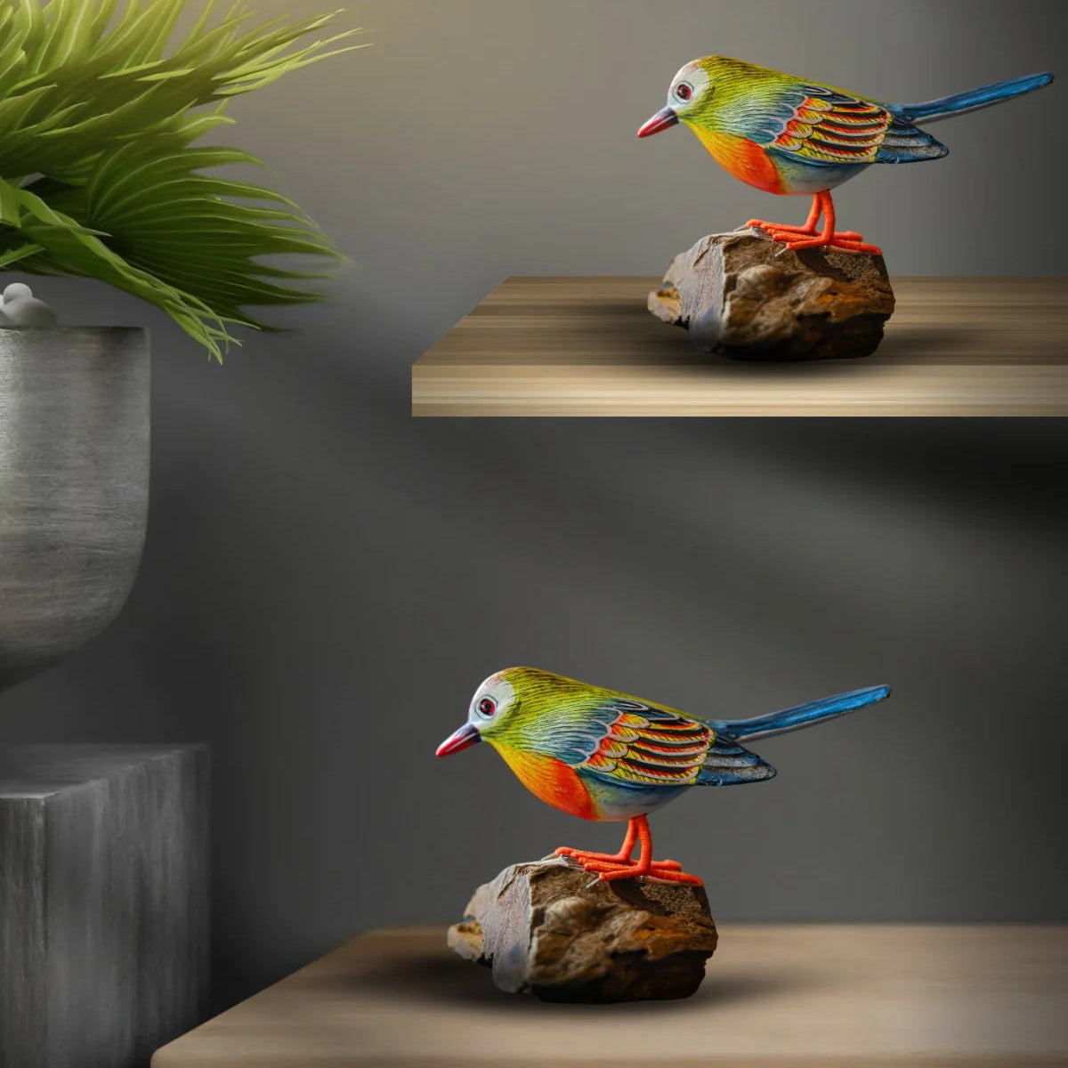 Wooden Bird Table Decor Sculpture