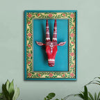 Wall Frame with Wooden Cow Face