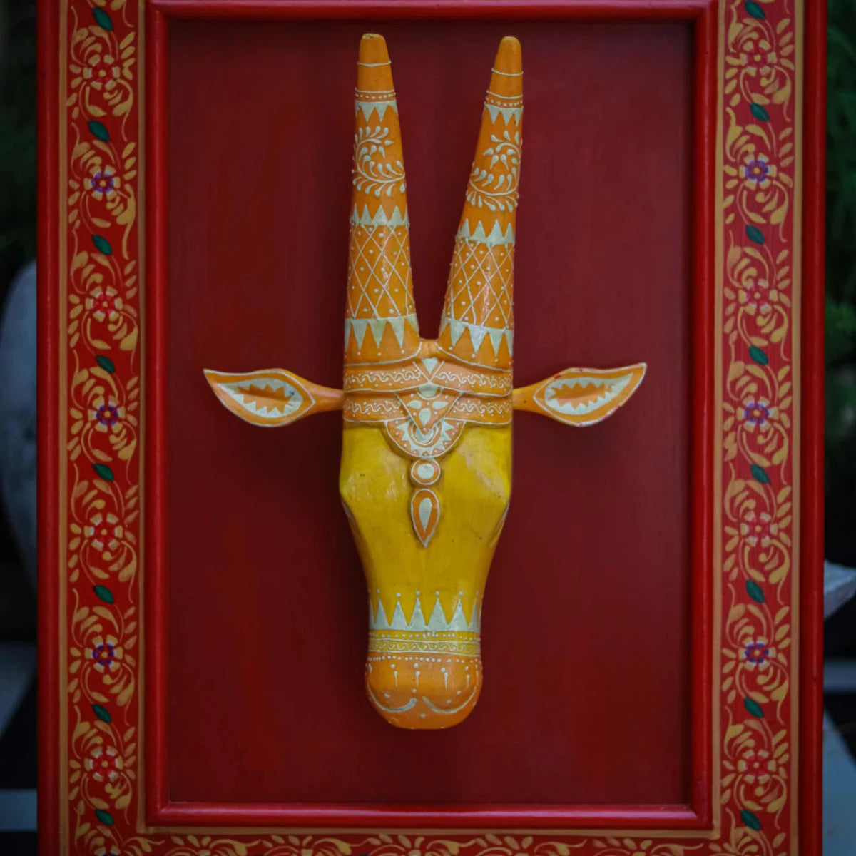 Wooden Wall Frame with Cow Face