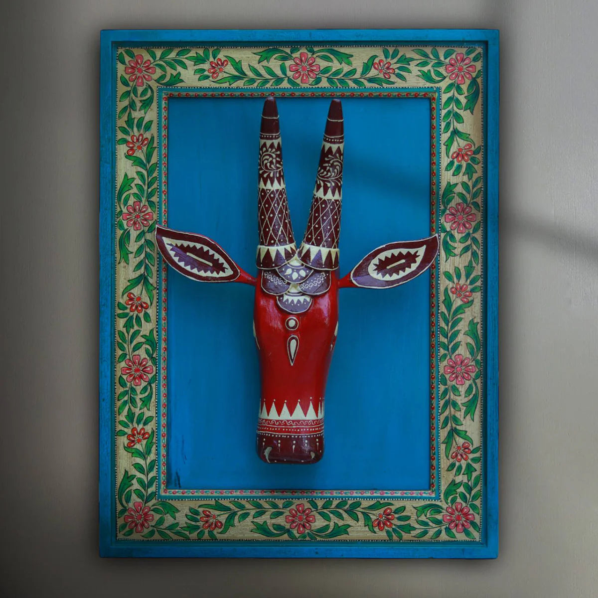 Wall Frame with Wooden Cow Face