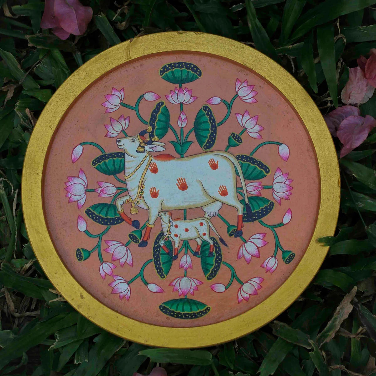 Pichwai Cow Handpainted Wall Plate - 8"