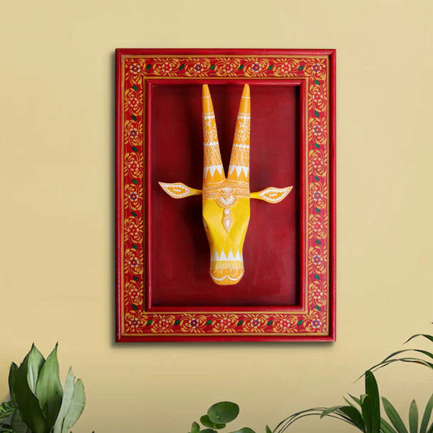Wooden Wall Frame with Cow Face
