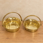 10 inch and 9 inch brass pooja and flower basket set