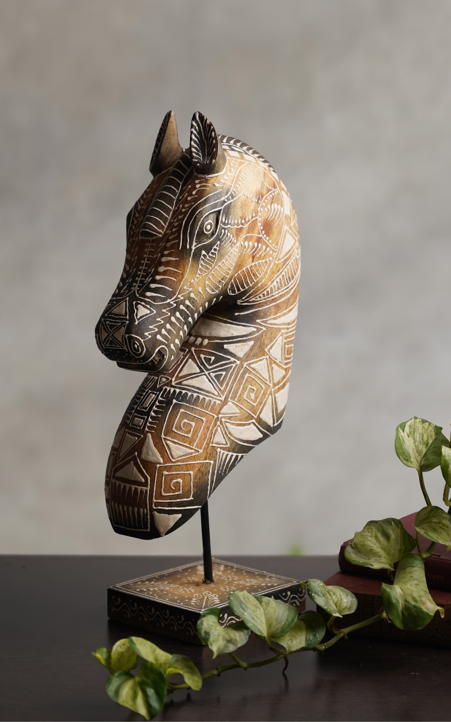Fine Natural Wood Antique Wooden Horse Statue