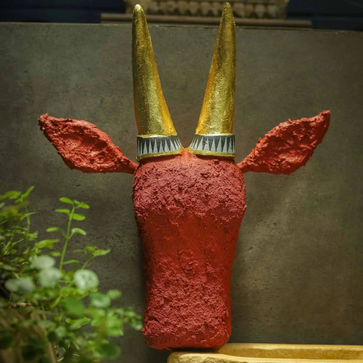Wooden Cow Head Wall Decor - 12"