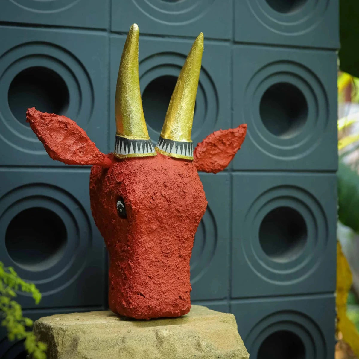 Wooden Cow Head Wall Decor - 12"