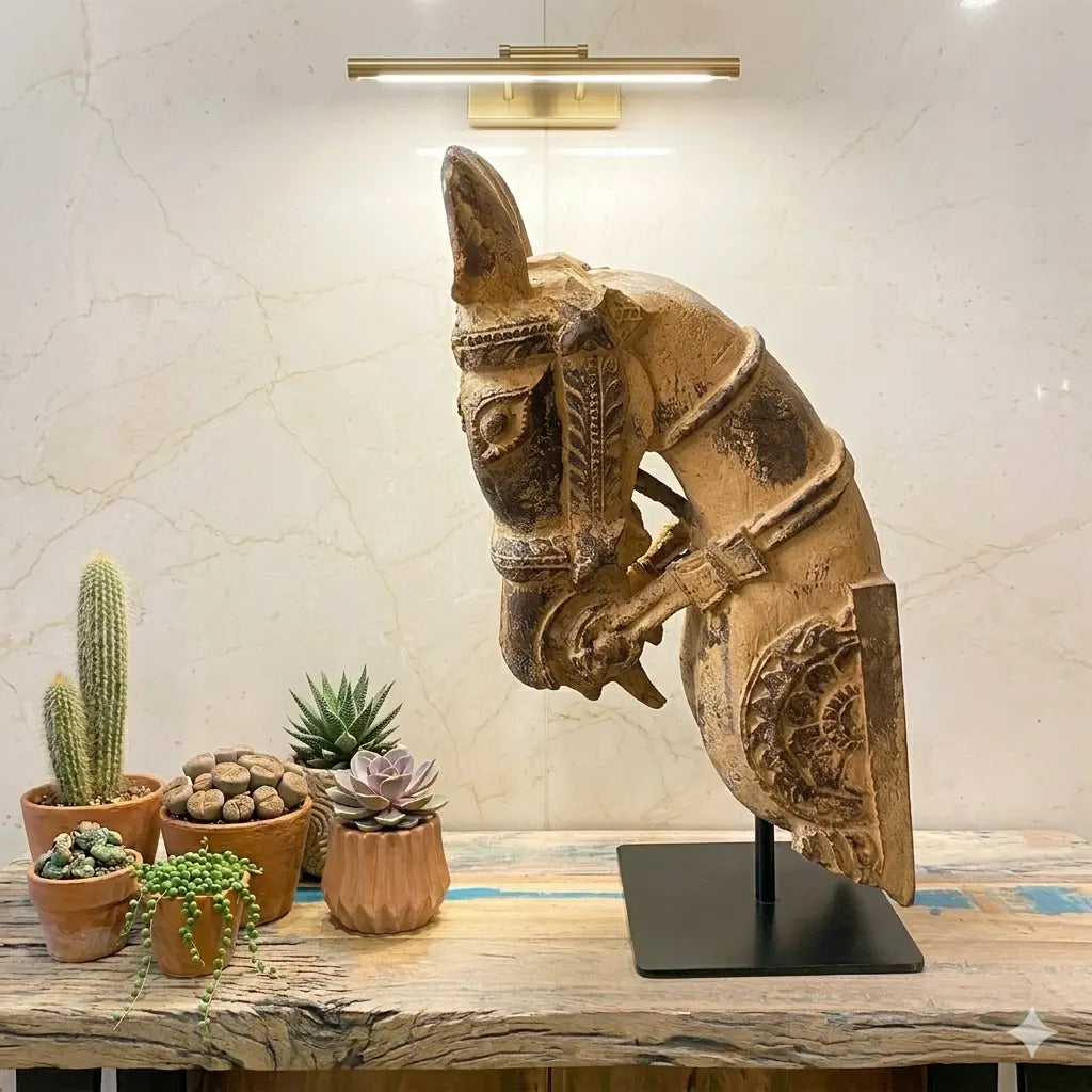 Carved Horse on Stand