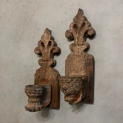Antique Carved Wall Candle Holder (Single Piece)